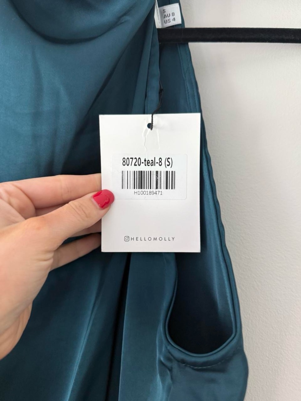 Hello Molly Teal Satin Halter Wide-Leg Jumpsuit - Picture 4 of 4